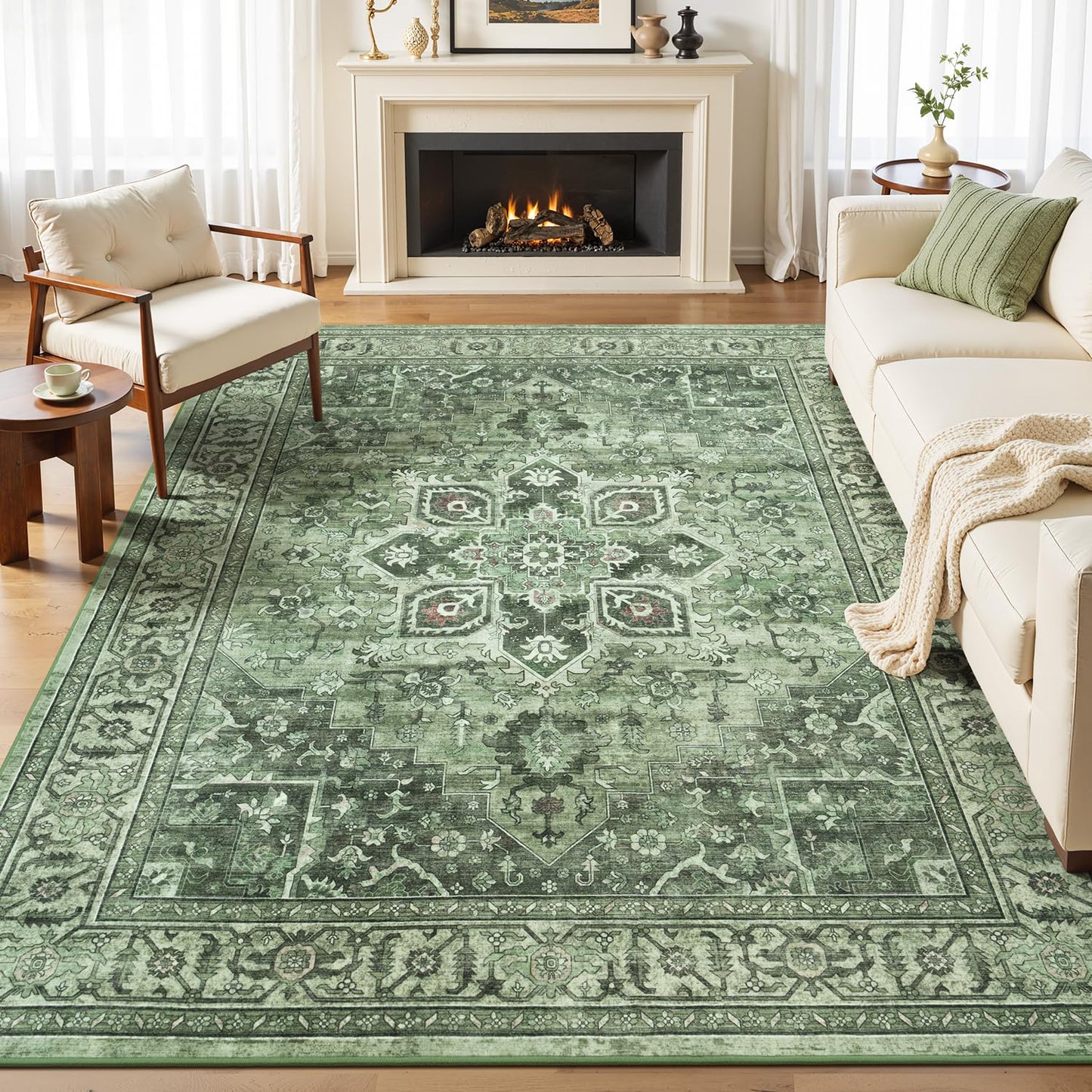 Vibrug Coastal Medallion OEKO-TEX Certified Washable Area Rug