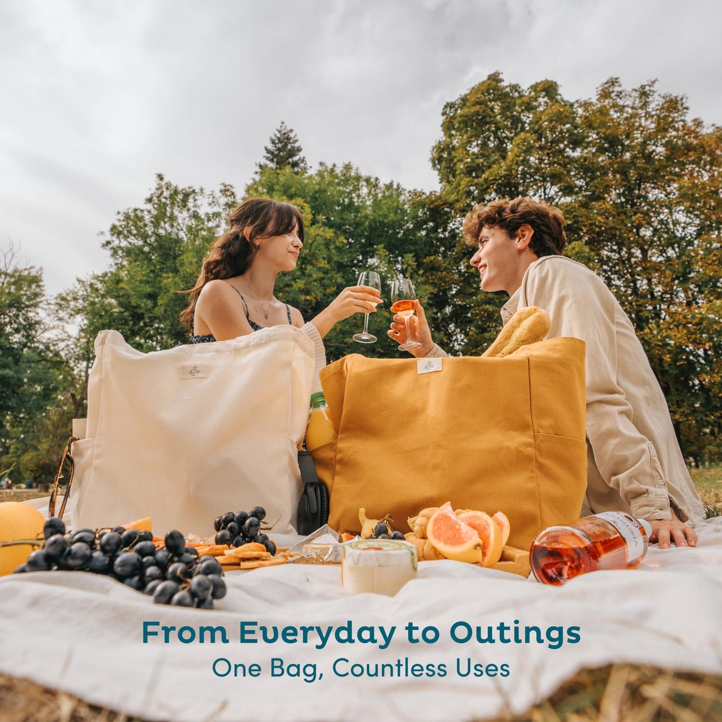 Nook Theory 3-Pack Reusable Cotton Canvas Grocery Bags (12 oz)