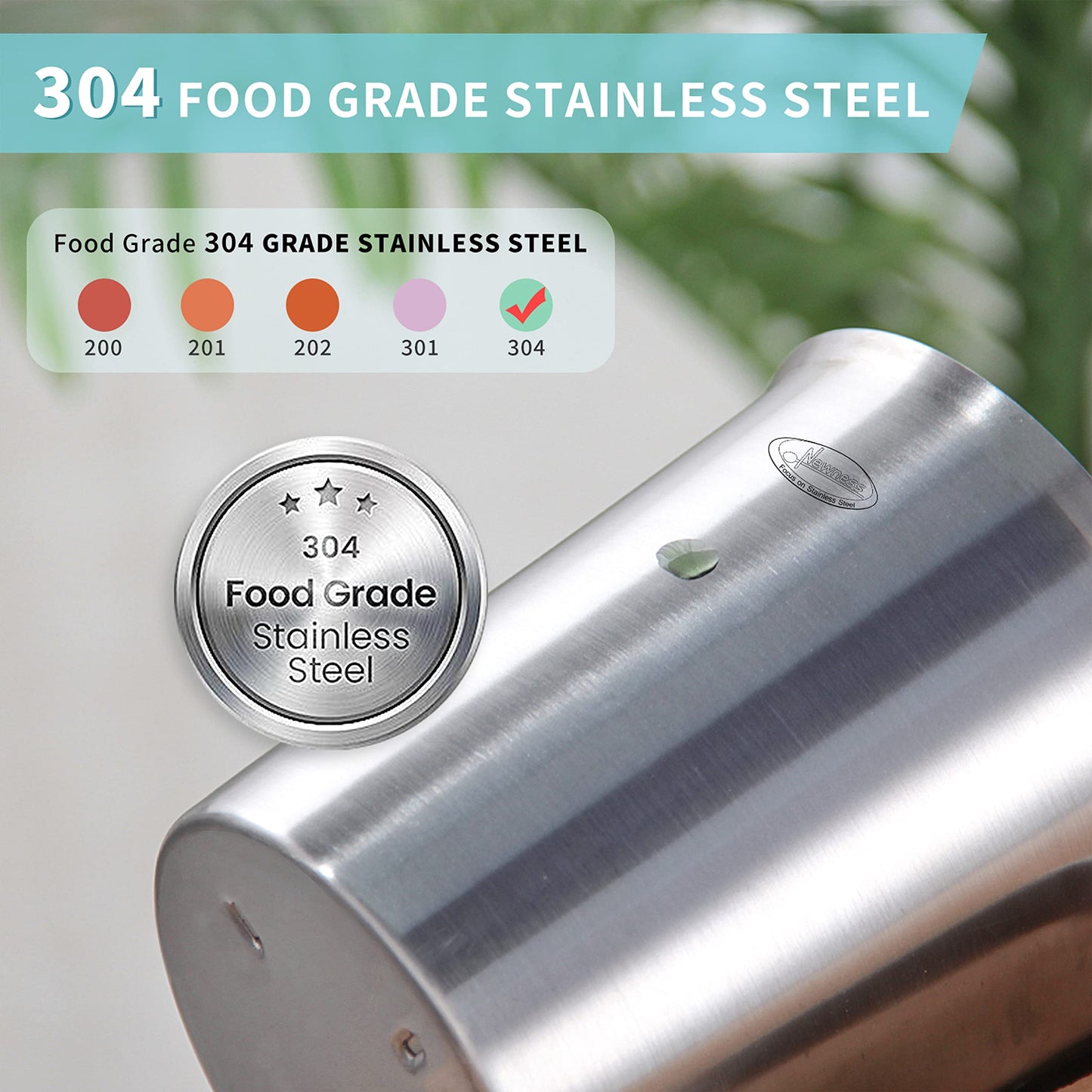 Newness Stainless Steel Measuring Cup with Triple Measurement Scales
