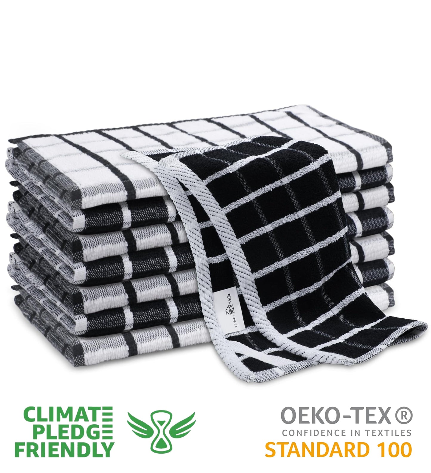 Urban Villa Cotton Kitchen Towels | TRUE Shift Eco Towels (20″×30″, Striped, Mitered)