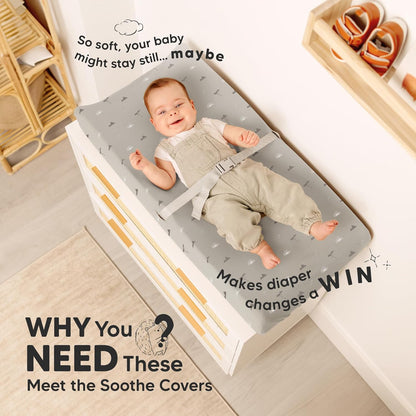 Soothe 100% GOTS-Certified Organic Cotton Changing Pad Covers (2-Pack)