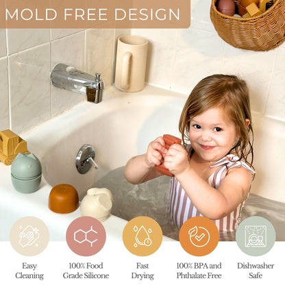 Brooklyn + Neutral Silicone Bath Toys: Mold-Free Animal 5-Pack