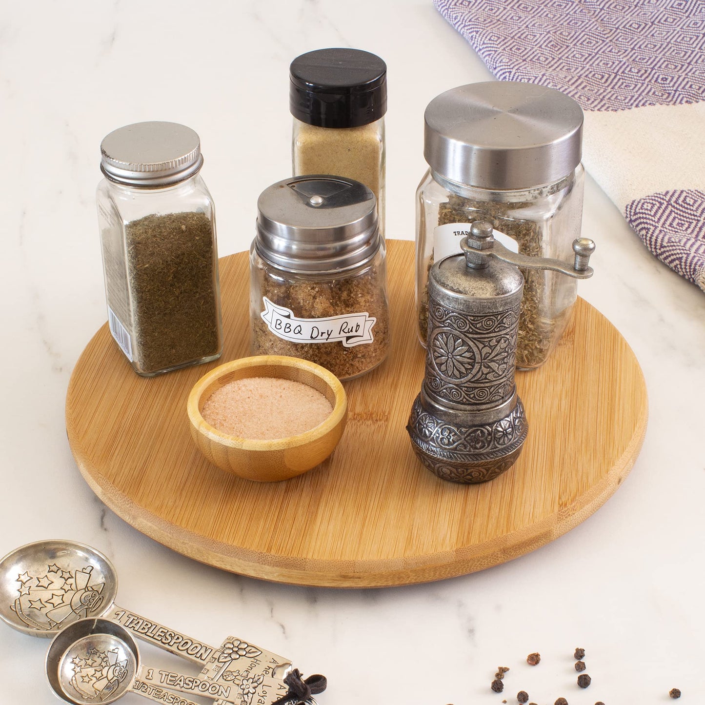 TB Home Acacia Wood Lazy Susan Kitchen Turntable Organizer