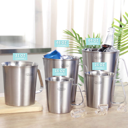 Newness Stainless Steel Measuring Cup with Triple Measurement Scales