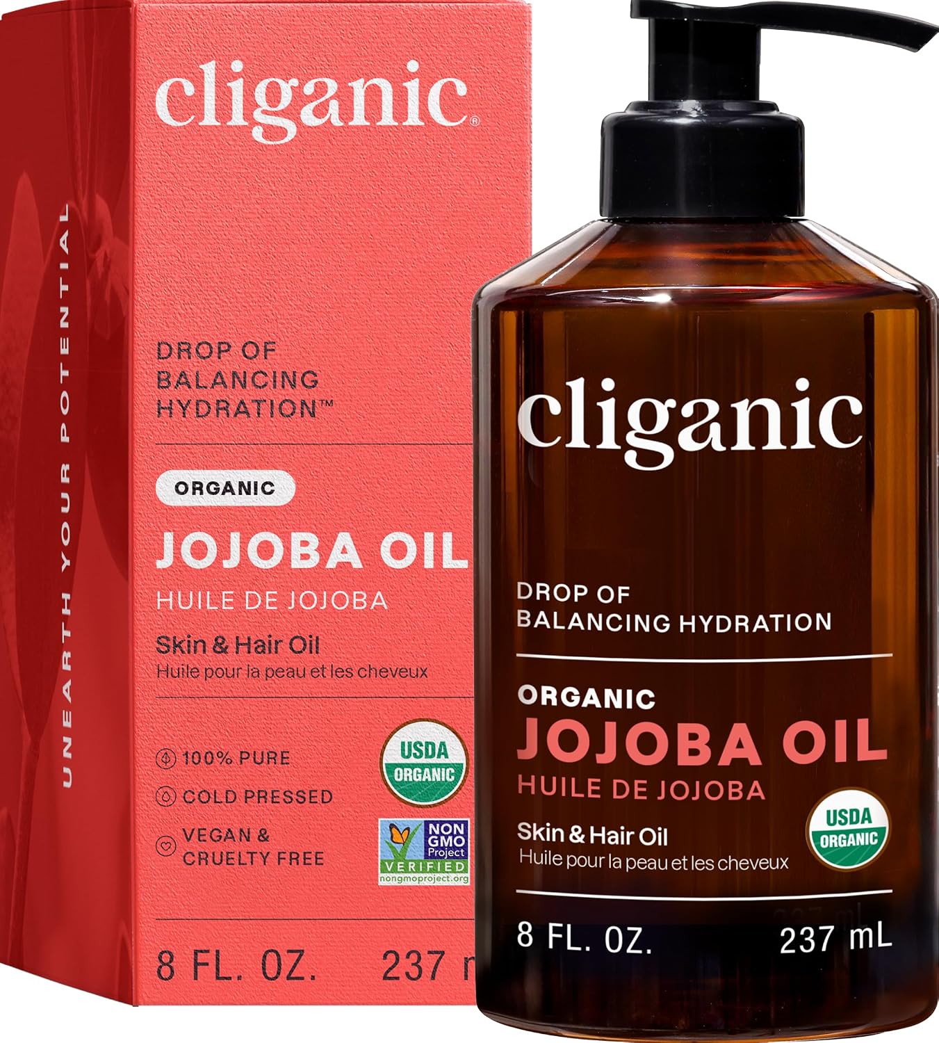 USDA Certified Organic Jojoba Oil, 100% Pure Single-Ingredient – Cliganic