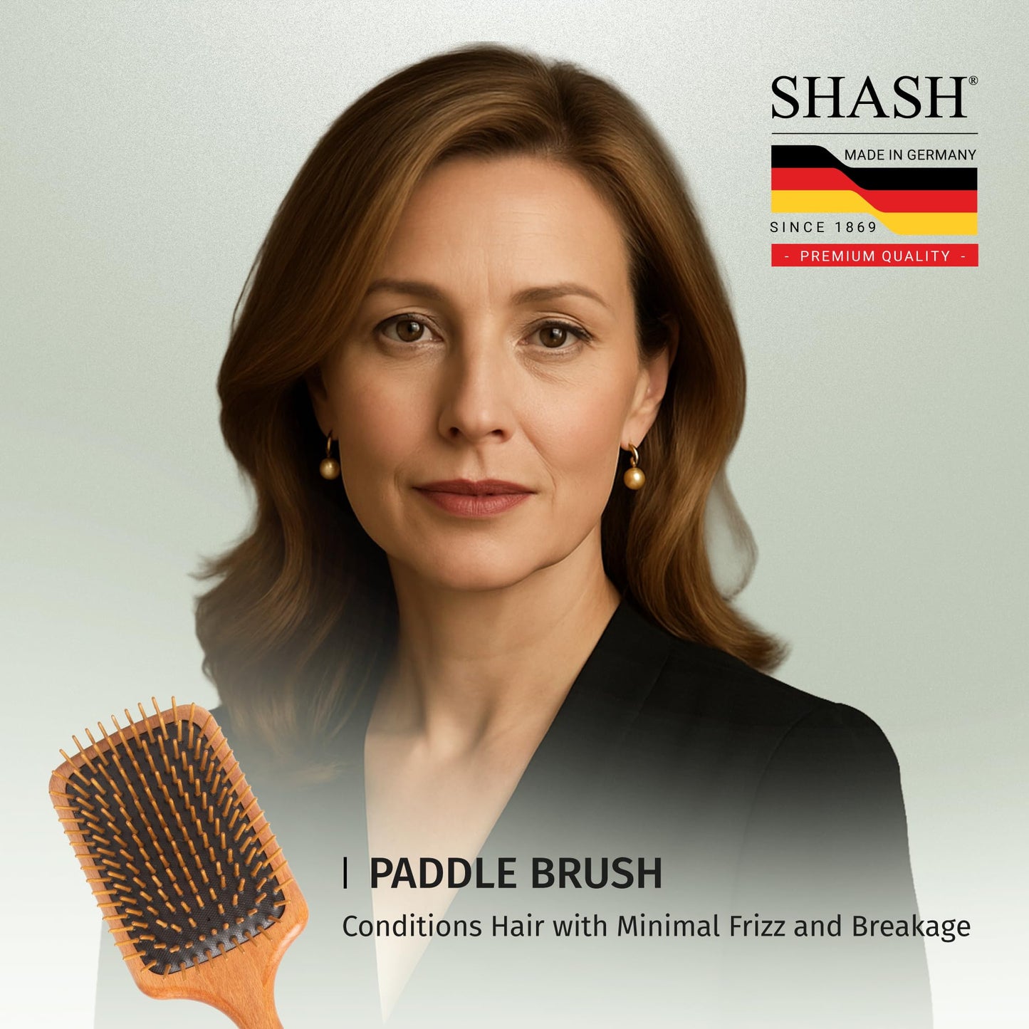 SHASH Made in Germany Wooden Paddle Brush: Eco-Sourced Wood