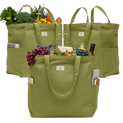 Nook Theory 3-Pack Reusable Cotton Canvas Grocery Bags (12 oz)