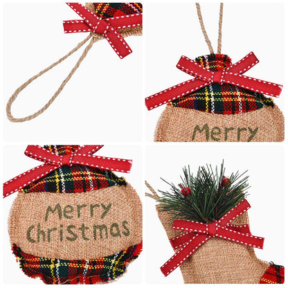 Natural Burlap & Cotton Ornaments (12 Pcs): Zero-Plastic Buffalo Plaid for Sustainable Decor