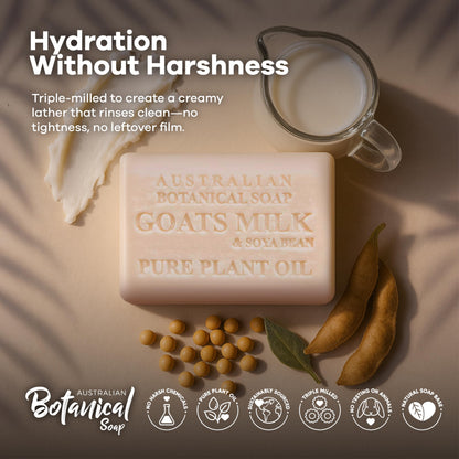 Australian Botanical Goat Milk Soap: Triple Milled with Organic Shea Butter