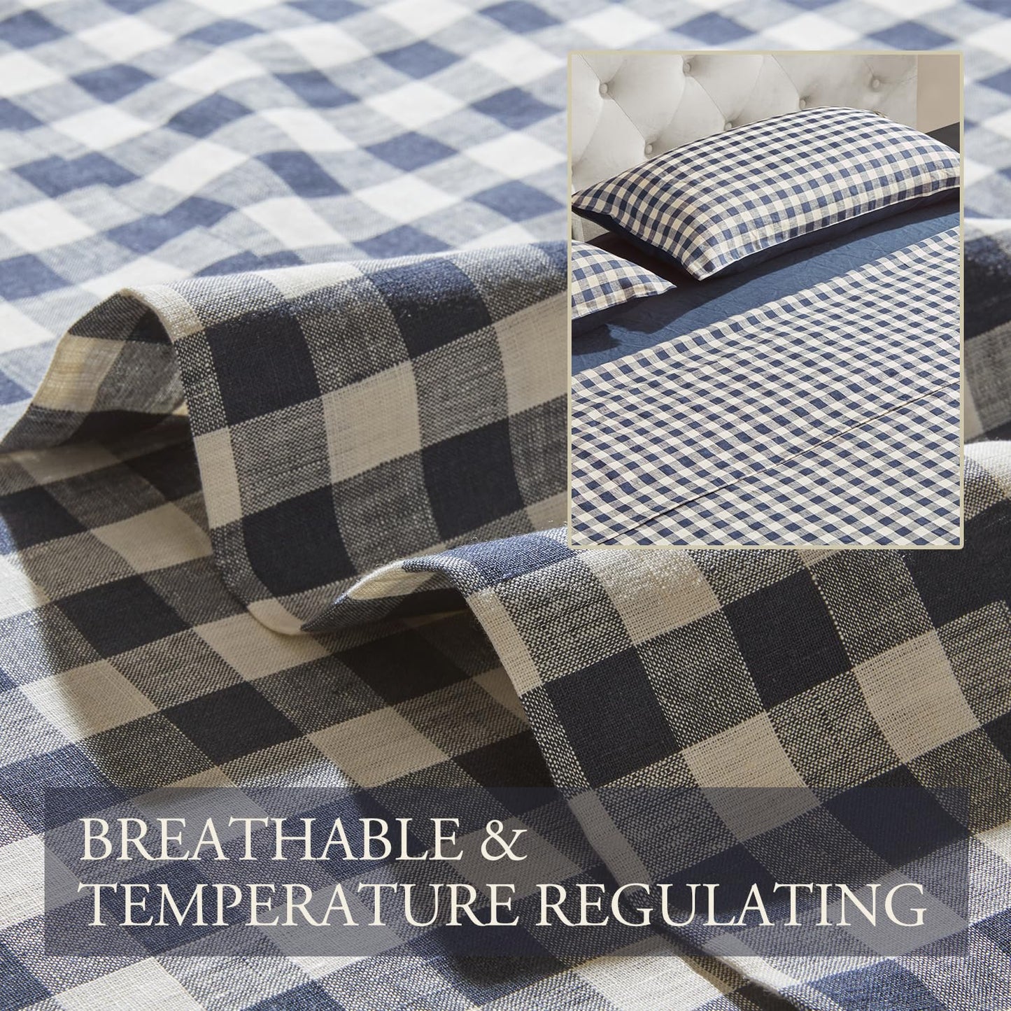 DAPU 100% Pure French Linen Sheets: Natural Normandy Flax Set