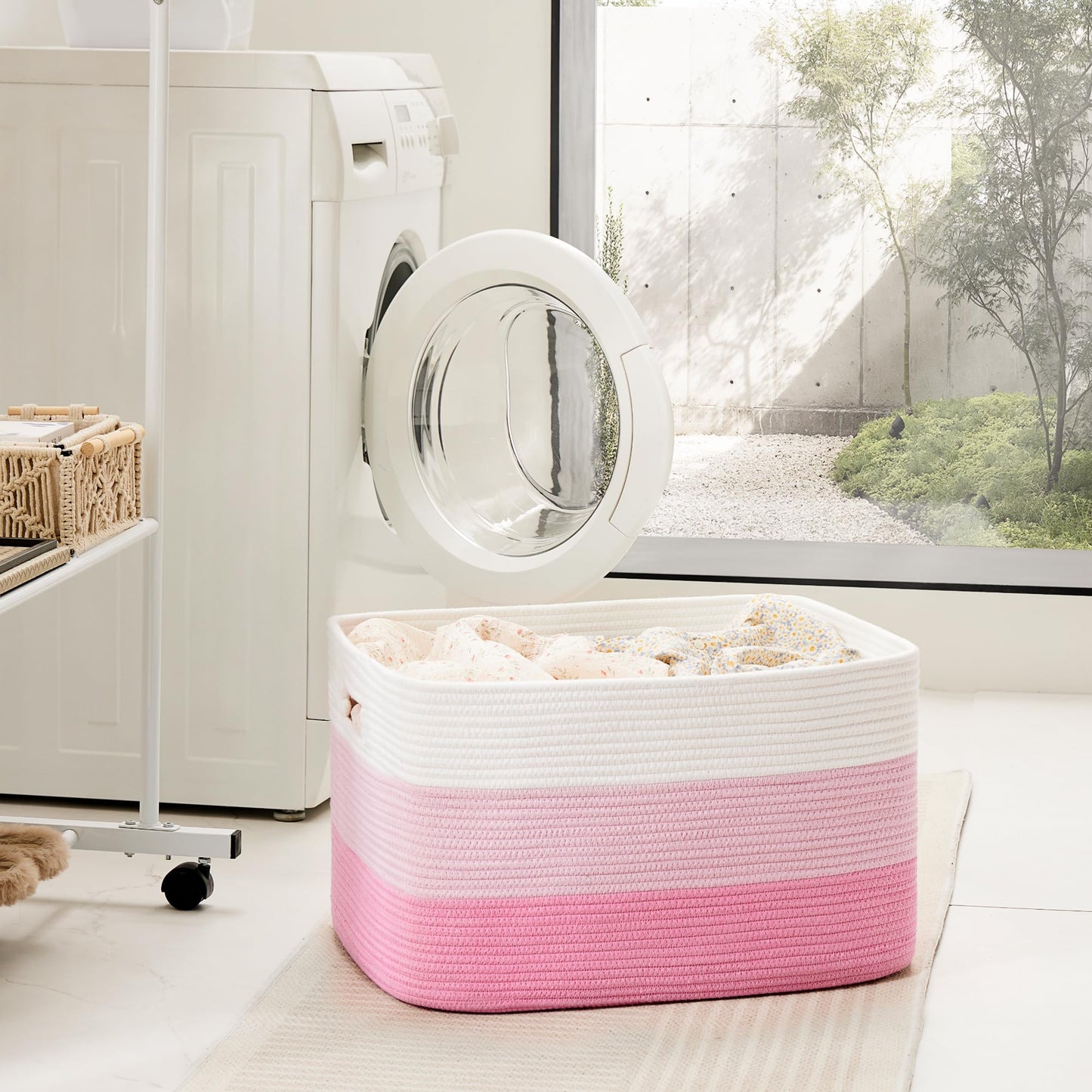 Artfeel 65L Rectangle Woven Natural Cotton Rope Storage Basket