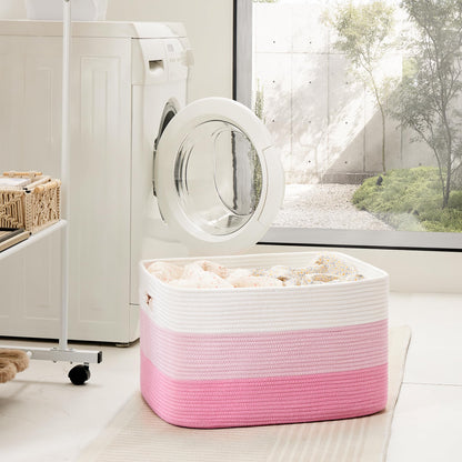 Artfeel 65L Rectangle Woven Natural Cotton Rope Storage Basket