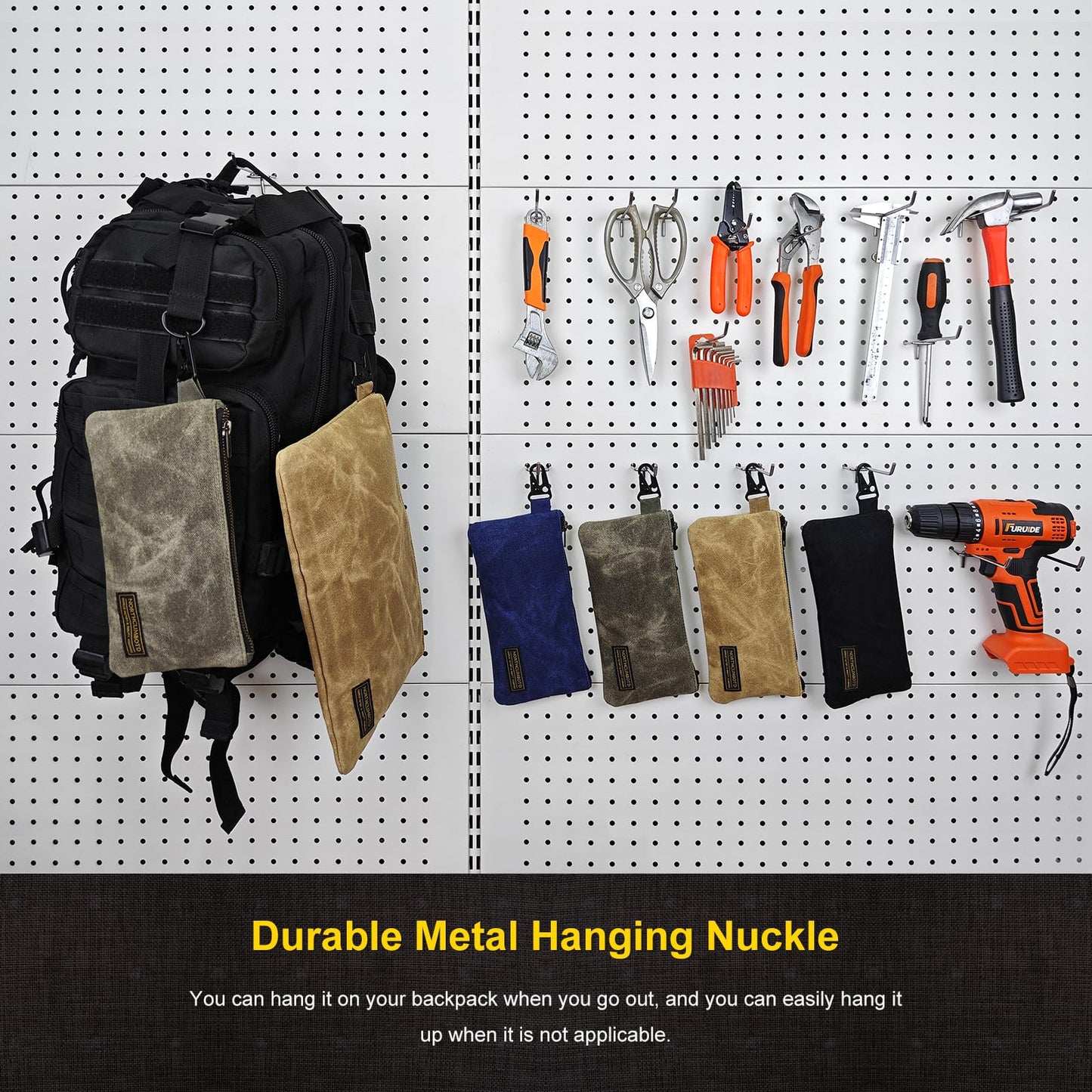Waxed Canvas Heavy-Duty Zippered Utility Pouches (4-Pack)