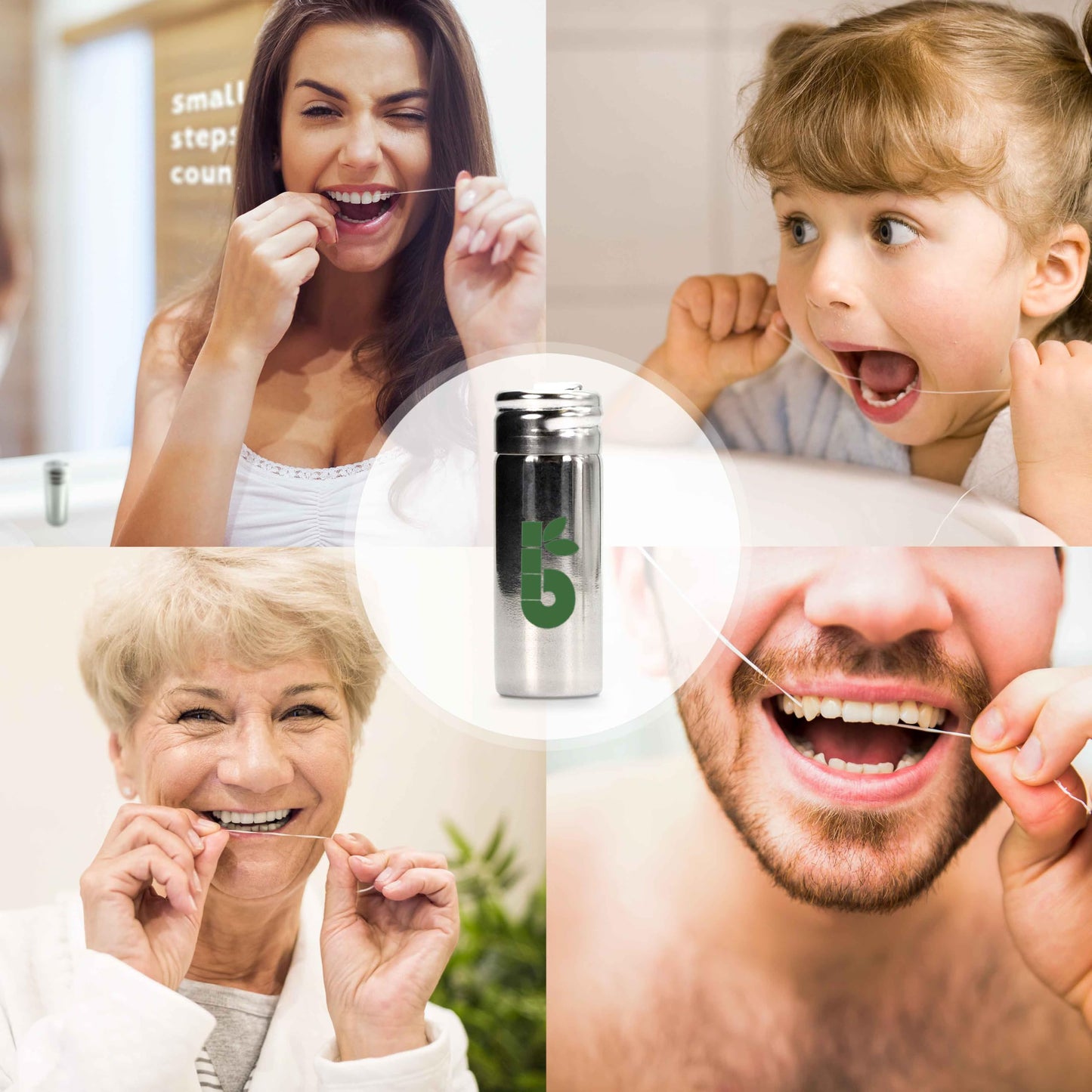 Vegan Plant-Based Dental Floss Tape, Refillable Steel Dispenser – Bambaw