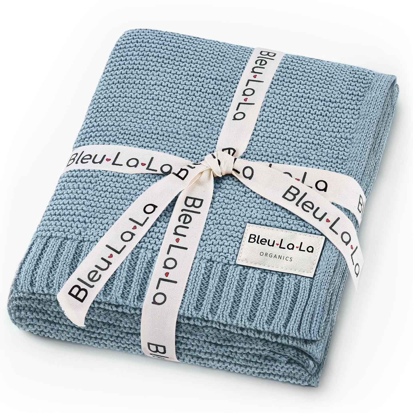 Bleu La La Heritage Knit Blanket: 100% Organic Cotton Luxury