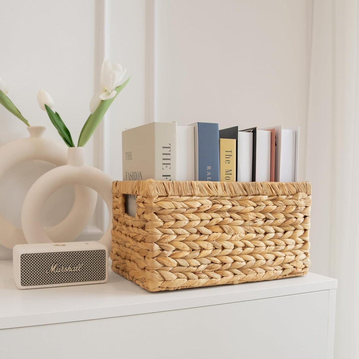 Artisan Handwoven 100% Natural Water Hyacinth Storage Baskets (Set of 2)