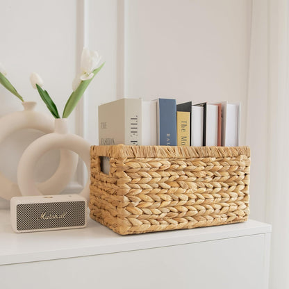 Artisan Handwoven 100% Natural Water Hyacinth Storage Baskets (Set of 2)