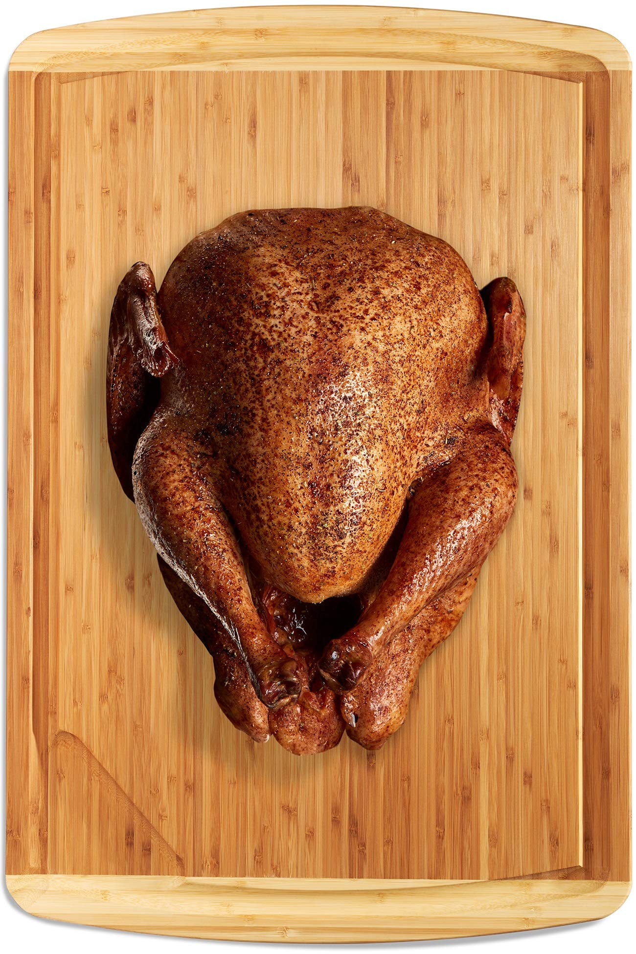 Roasted chicken on a wooden cutting board