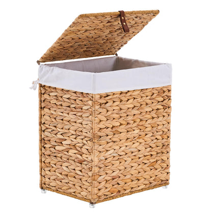 LGENHOOM Handwoven Natural Water Hyacinth Hamper with Lid