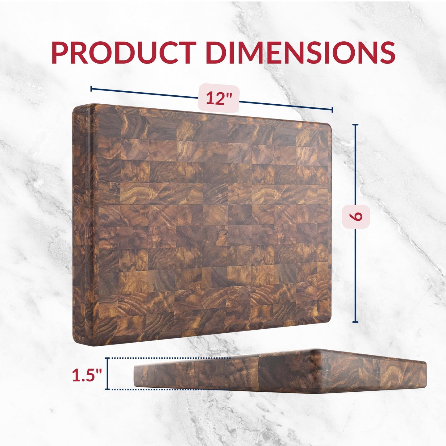 Virginia Boys Kitchens 9" x 12" End-Grain Walnut Butcher Block: Made in USA.