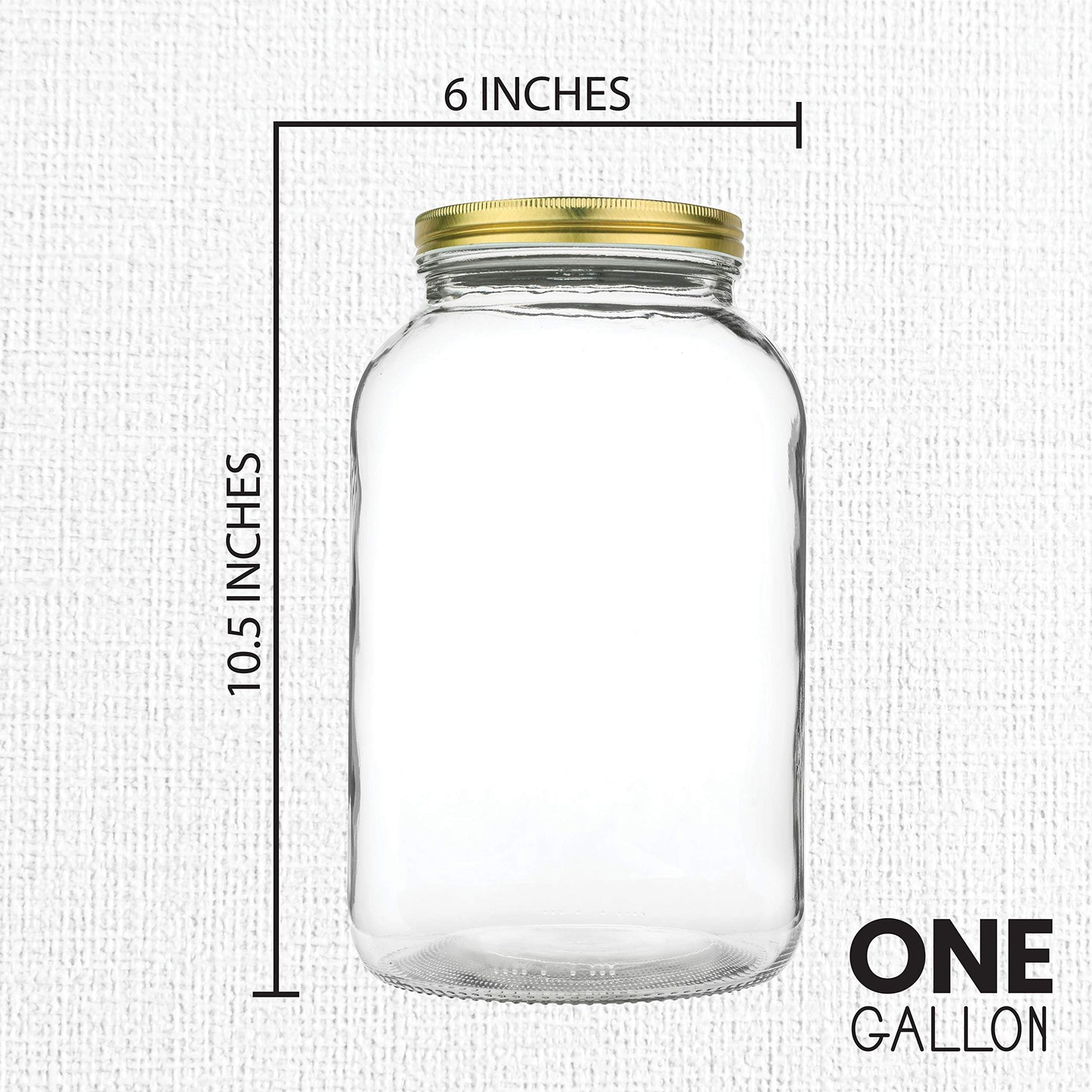 Kitchentoolz 1-Gallon Glass Mason Jars with Airtight Metal Lids (2-Pack)