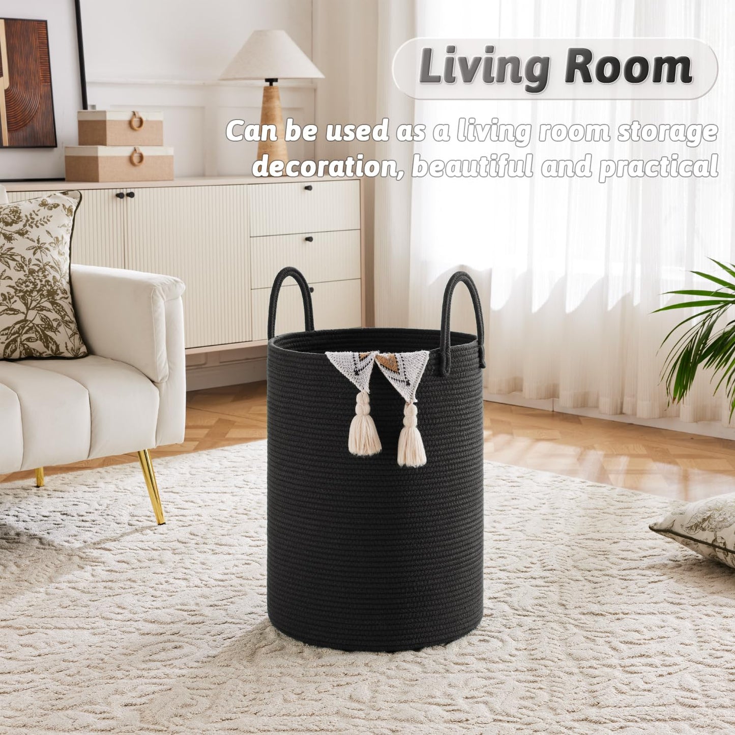 Artfeel 60L Handwoven Natural Cotton Rope Laundry Hamper