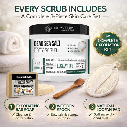 Fragrance-Free Dead Sea Salt Body Scrub, Organic Oils – pureSCRUBS Unscented