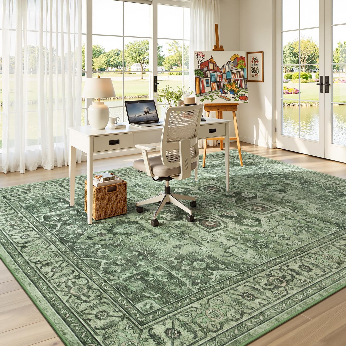 Vibrug Coastal Medallion OEKO-TEX Certified Washable Area Rug