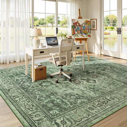 Vibrug Coastal Medallion OEKO-TEX Certified Washable Area Rug