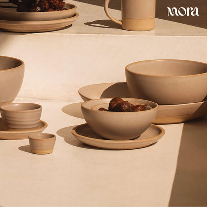 Mora Medium Ceramic Bowls, Set of 4 (28 oz, Oat)