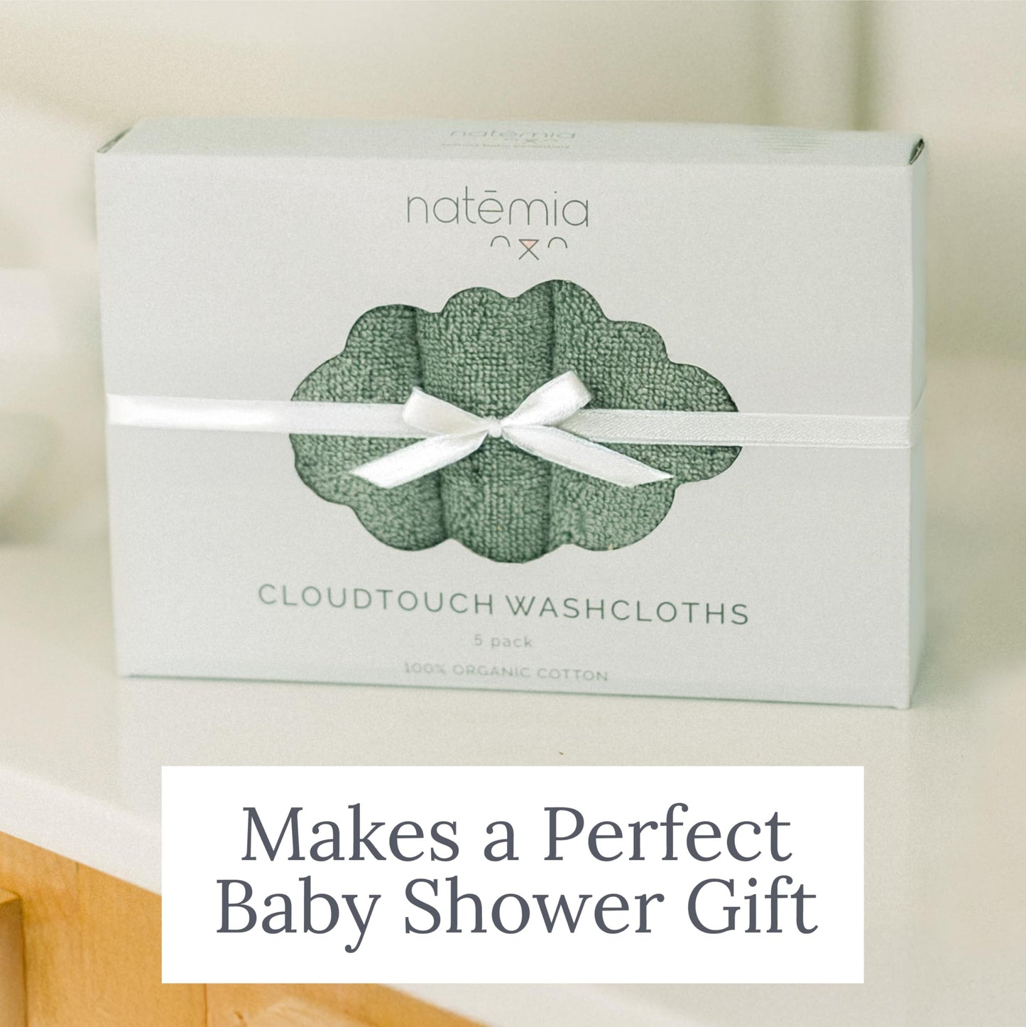Natemia Organic Baby Washcloths: GOTS Certified 5-Pack Set