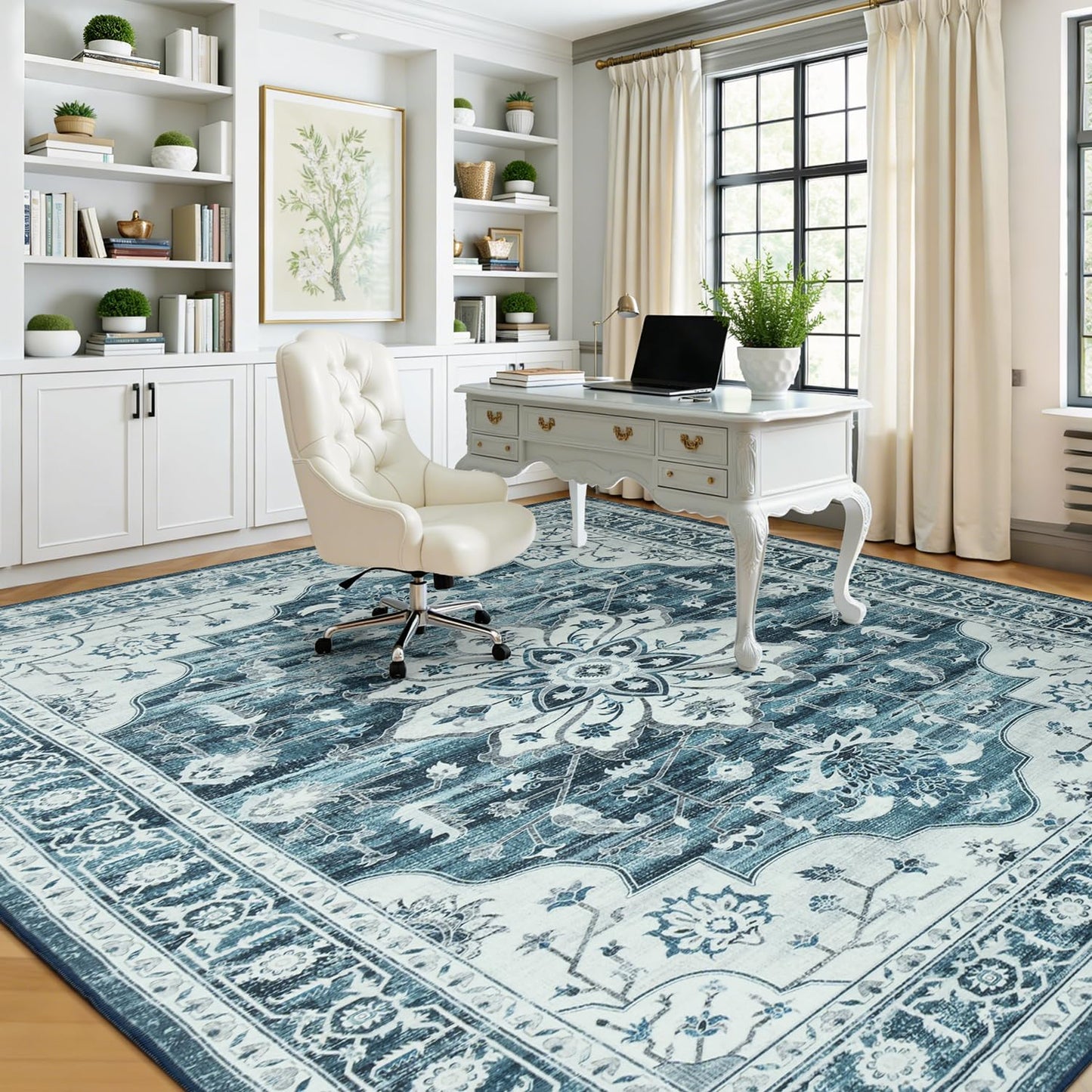 Vibrug Coastal Medallion OEKO-TEX Certified Washable Area Rug