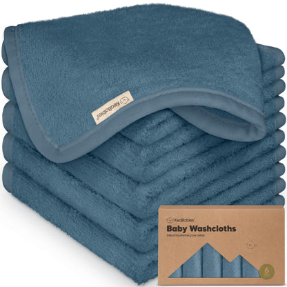 KeaBabies Bamboo Washcloths: 500GSM Ultra-Soft 6-Pack