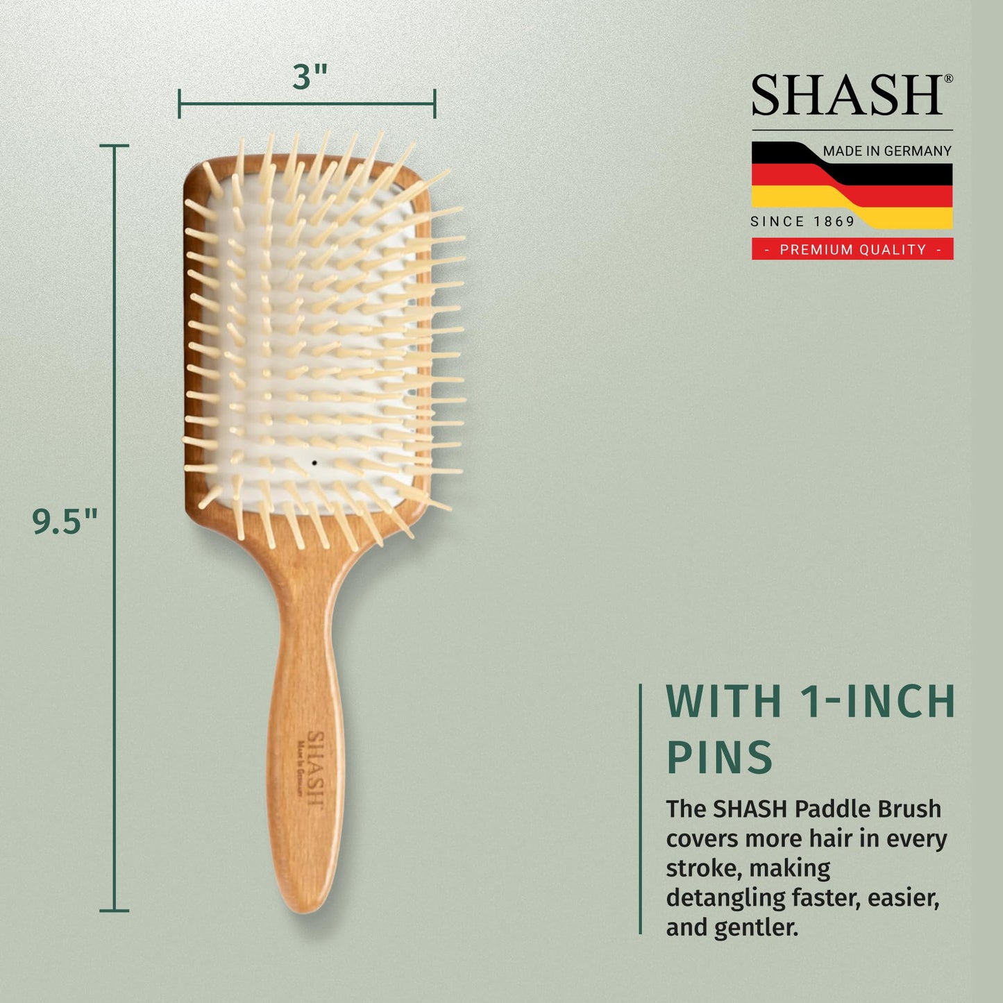 SHASH Made in Germany Wooden Paddle Brush: Eco-Sourced Wood