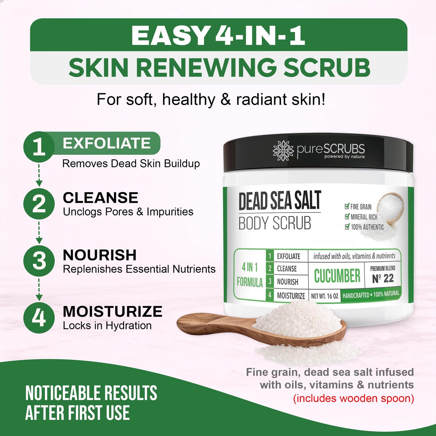 Fragrance-Free Dead Sea Salt Body Scrub, Organic Oils – pureSCRUBS Unscented