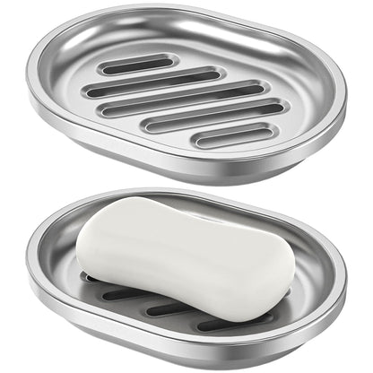 Stainless Steel Soap Dish with Drain Tray | TRUE Shift 304‑Grade Soap Saver