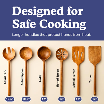 Non-Toxic 6-Piece One-Piece Wooden Utensil Set