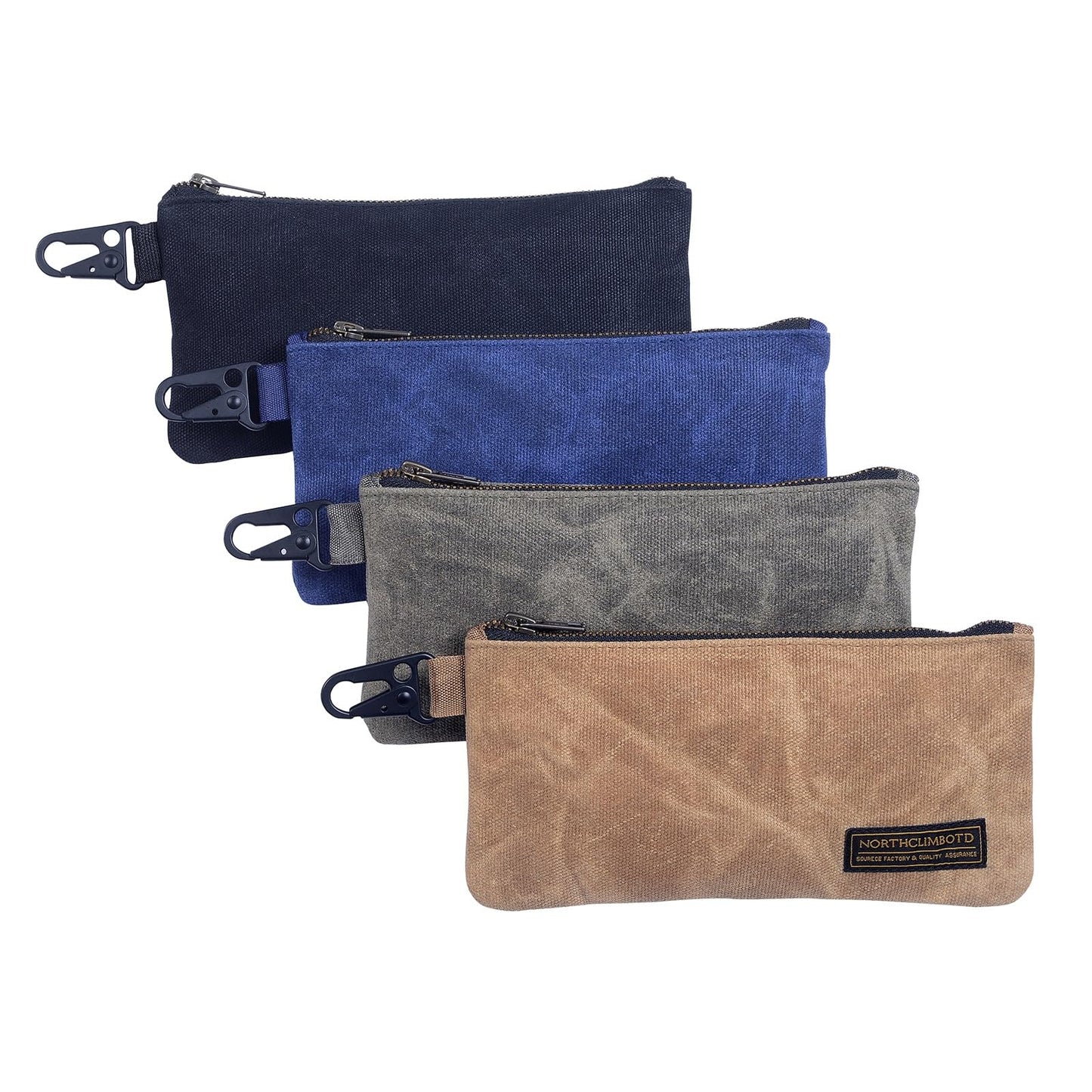 Waxed Canvas Heavy-Duty Zippered Utility Pouches (4-Pack)