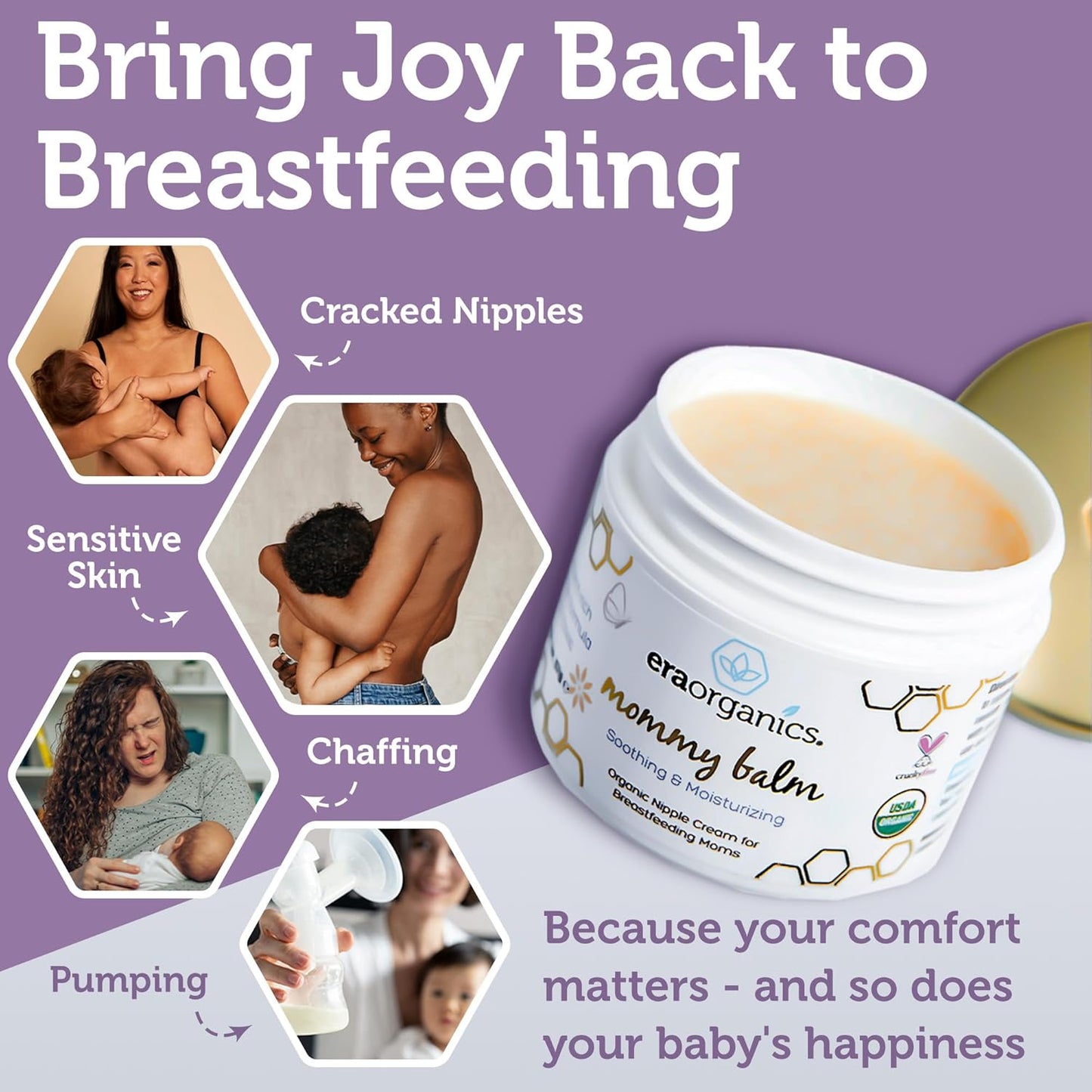 USDA Organic Lanolin-Free Nipple Butter for Breastfeeding