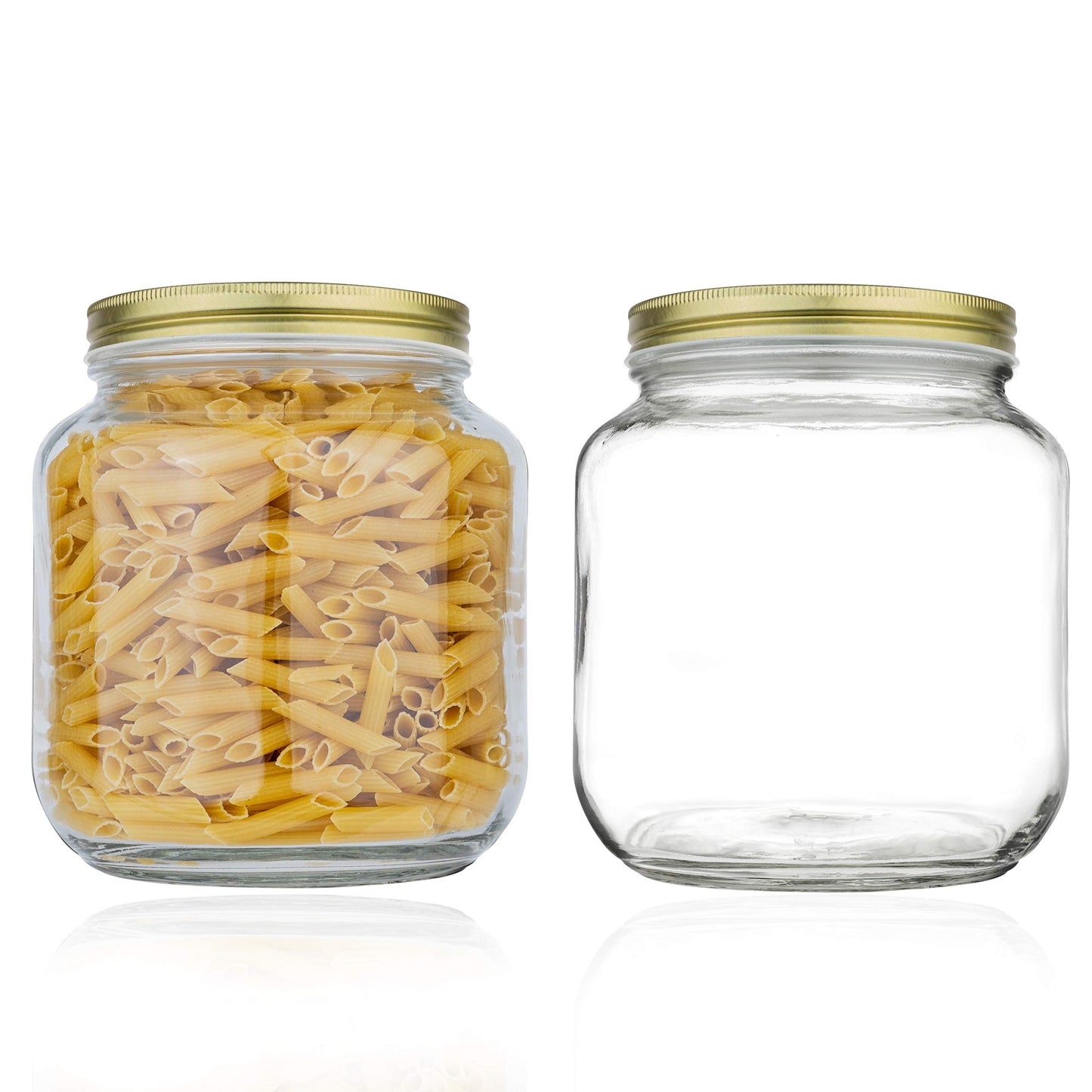 Kitchentoolz 64 oz Glass Mason Jars with Airtight Metal Lids (6 Pack)
