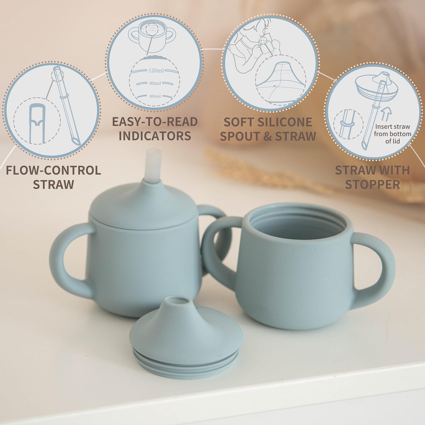 Moonkie 3-in-1 Food-Grade Silicone Training Cup (4 oz)