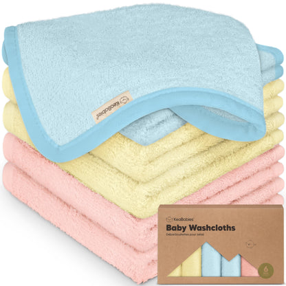 KeaBabies Bamboo Washcloths: 500GSM Ultra-Soft 6-Pack