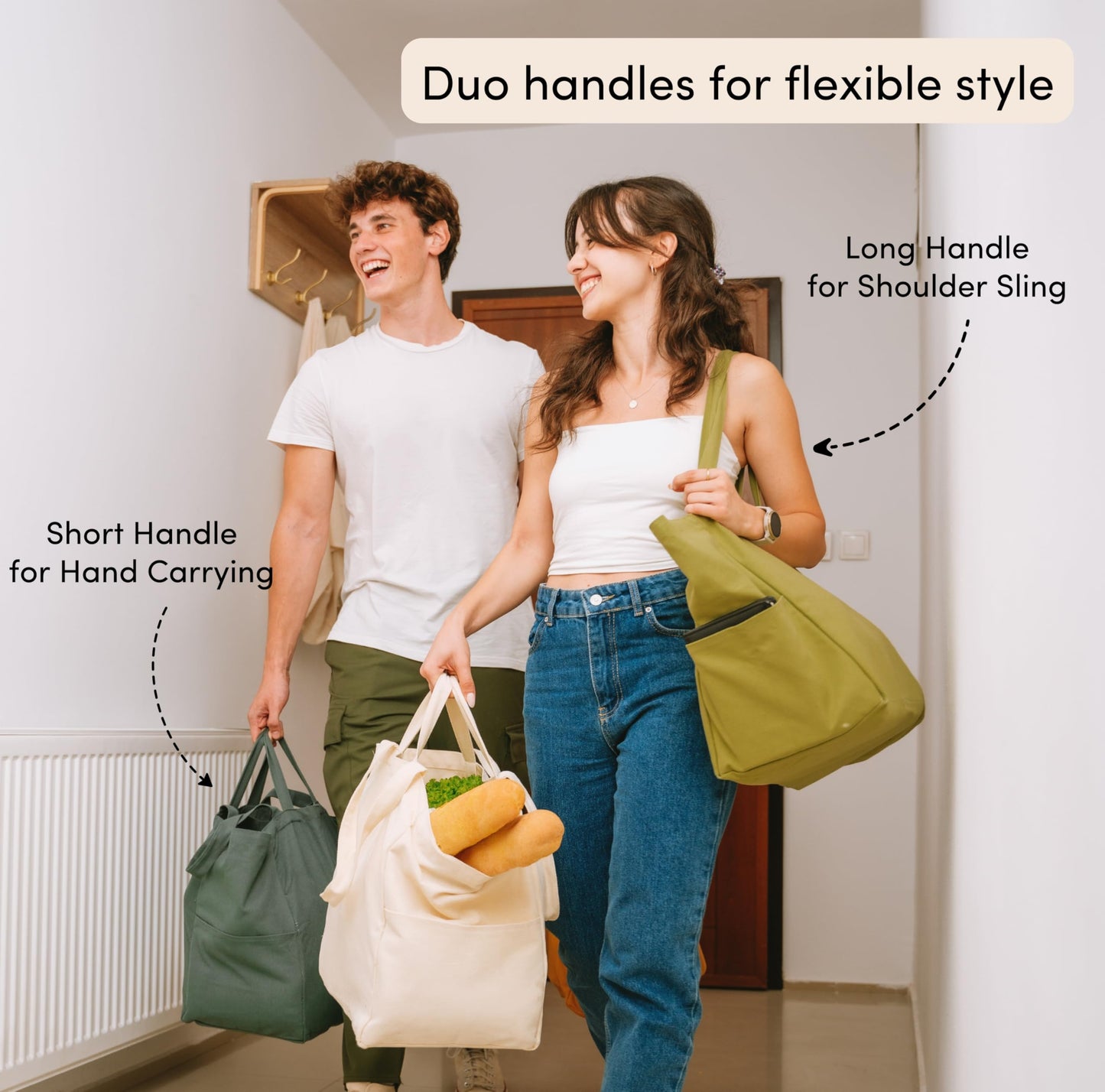 Nook Theory 3-Pack Reusable Cotton Canvas Grocery Bags (12 oz)