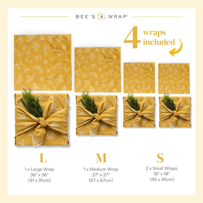 The Zero-Waste Gift Solution: Bee's Wrap Organic Cotton Fabric Wrap Set for Elegant, Reusable Holidays