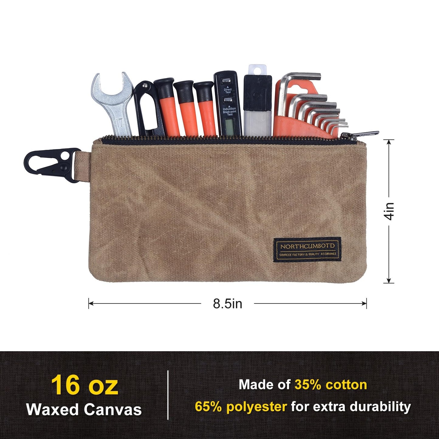Waxed Canvas Heavy-Duty Zippered Utility Pouches (4-Pack)