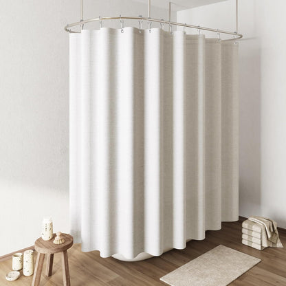 Naturoom Weighted Natural Flax Linen Shower Curtain Set