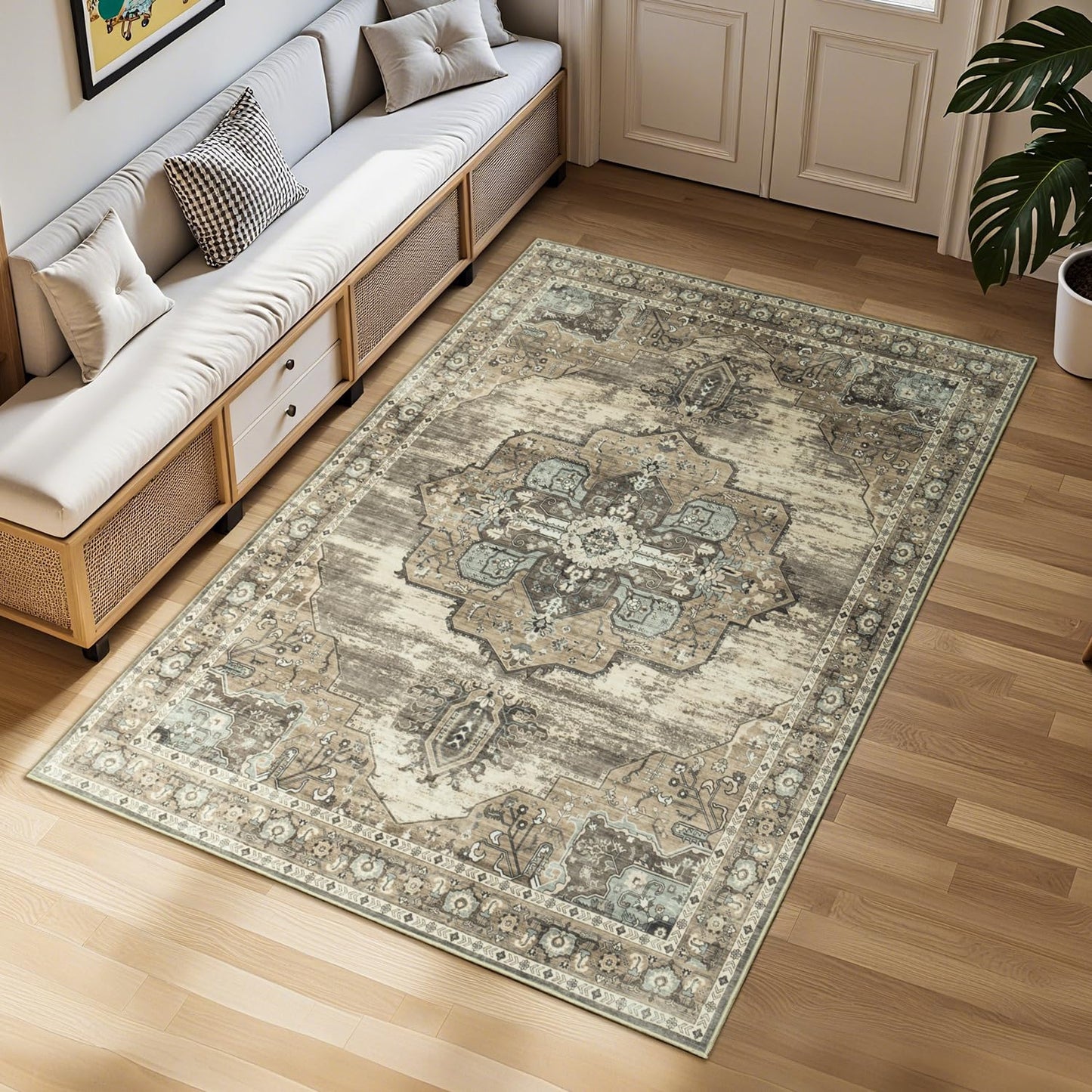 Vibrug Coastal Medallion OEKO-TEX Certified Washable Area Rug