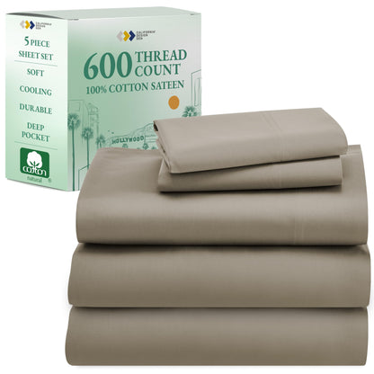 California Design Den 600‑Thread Cotton Sheets | TRUE Shift 4‑Pc Cal King Set