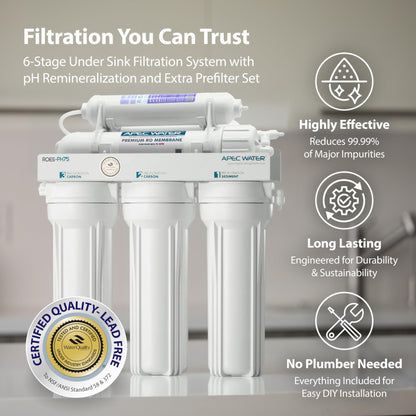APEC ROES-PH75: The WQA Certified 6-Stage System for Alkaline Mineral pH+ Drinking Water