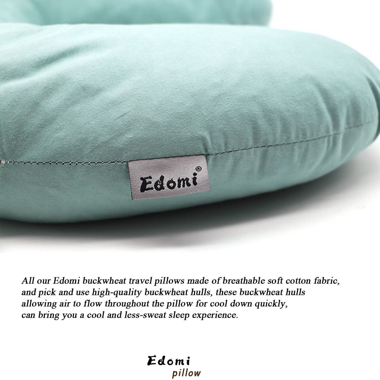 Edomi U-Shaped Adjustable Buckwheat Hull Neck & Shoulder Pillow